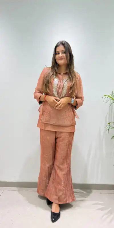 BE 493 Rust Colour | Brown Salsa Silk Kurti with Hand Work. Get it for ₹2199. Delivery 4-6 Working Days. Online Shop now. | Bollywood Kurti, Creative Kurtis, Designer Kurti, Kurti, Party Wear Kurti, Selfie Kurti
