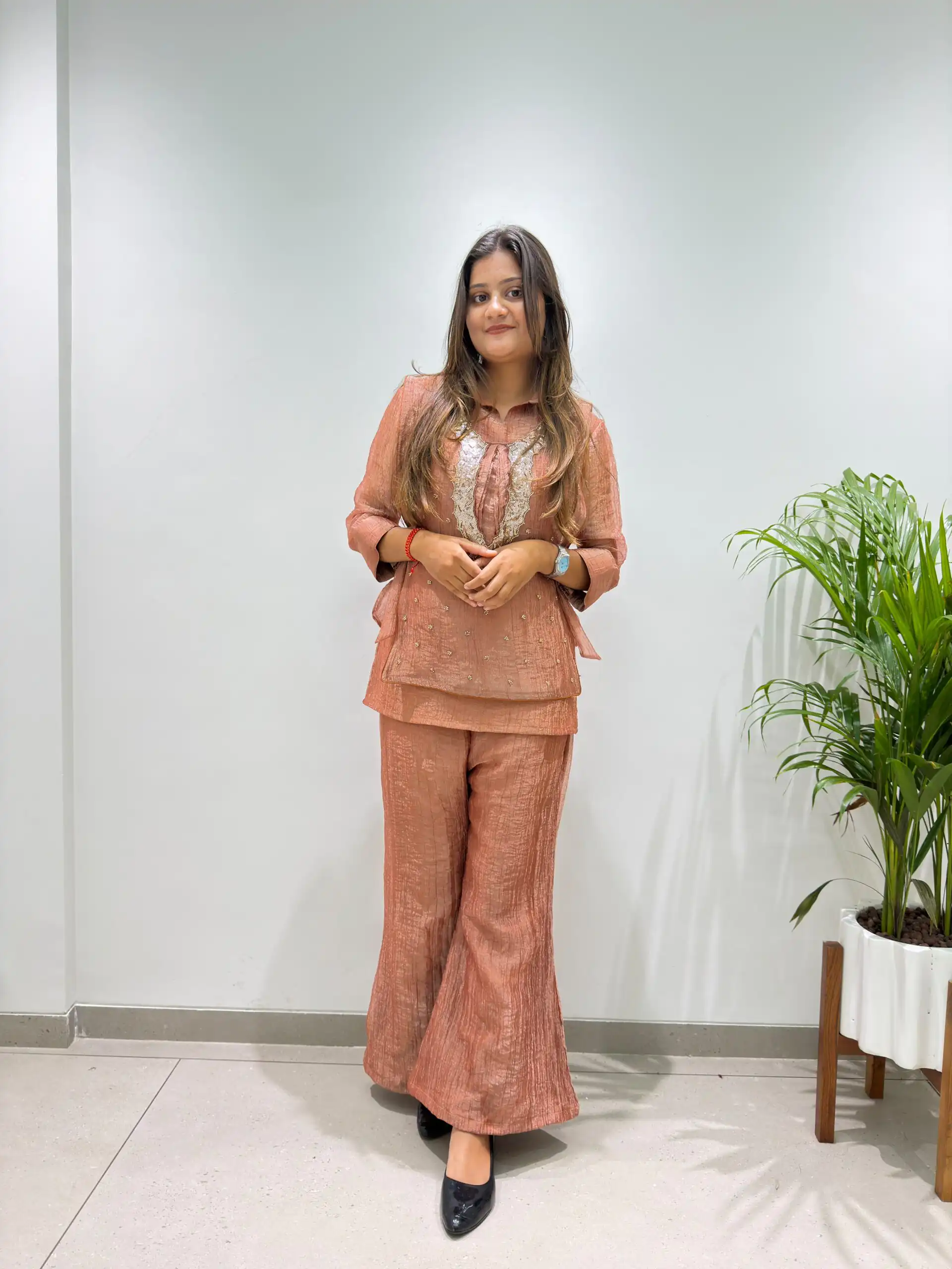 BE 493 Rust Colour | Brown Salsa Silk Kurti with Hand Work. Get it for ₹2199. Delivery 4-6 Working Days. Online Shop now. | Bollywood Kurti, Creative Kurtis, Designer Kurti, Kurti, Party Wear Kurti, Selfie Kurti