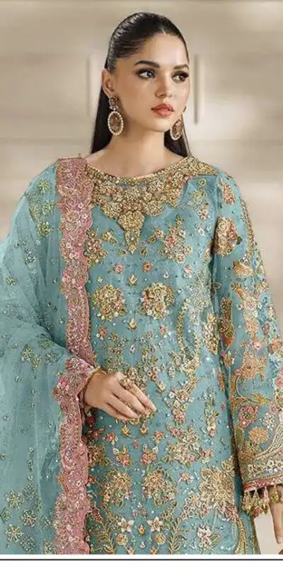 Alternative view of Fancy Blue Chiffon Sequins Work Salwar Suit