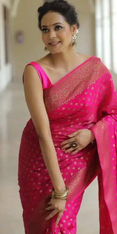 Alternative view of Fancy Pink Lichi Silk Jacquard Work Saree