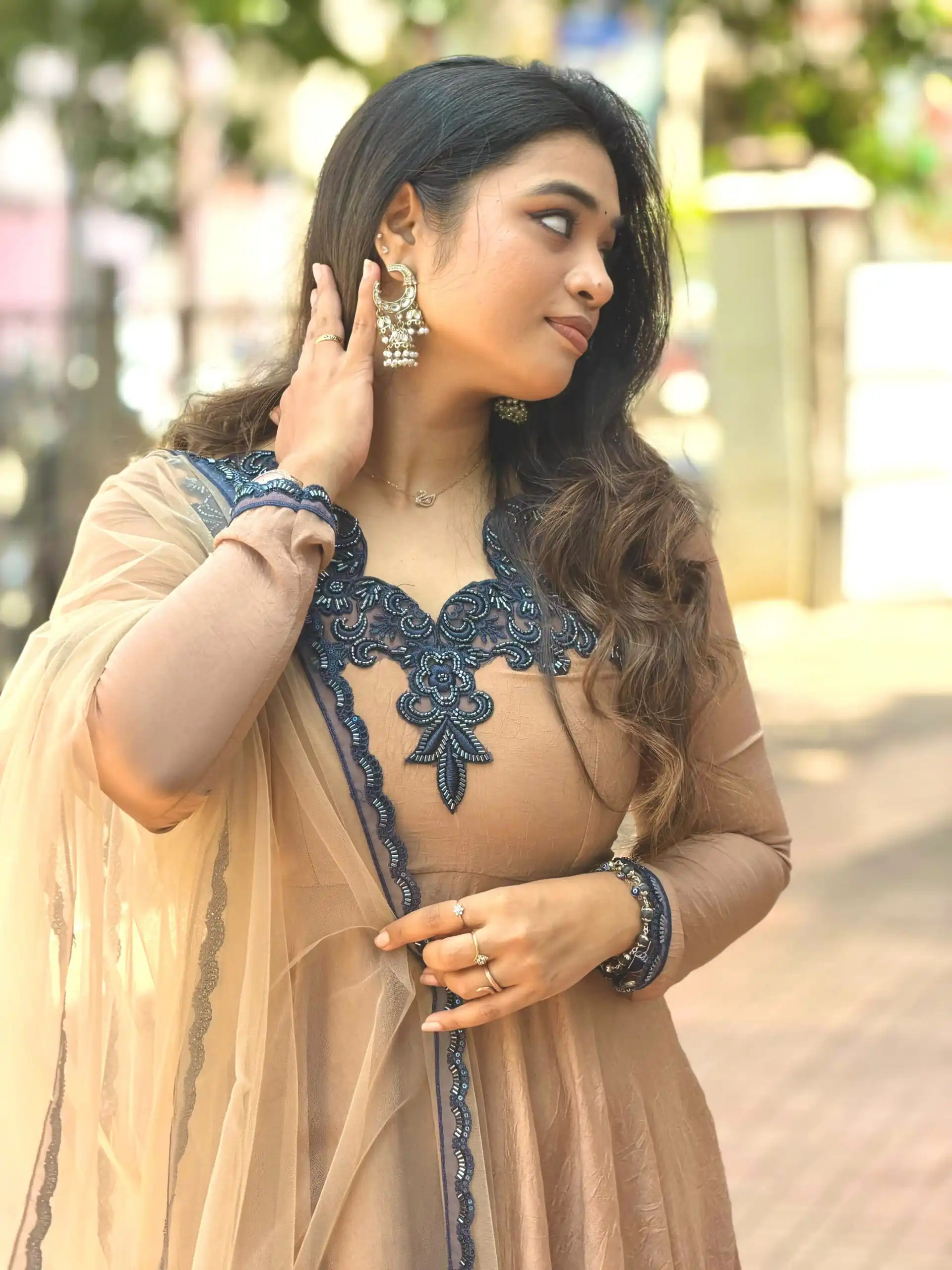 Glowing Chiku Doremon Crush Thread Work Gown - Image 4