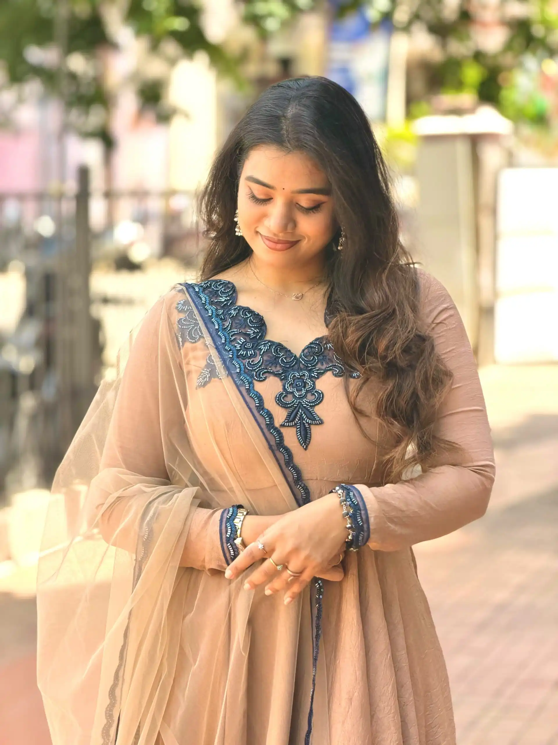 Glowing Chiku Doremon Crush Thread Work Gown - Image 3