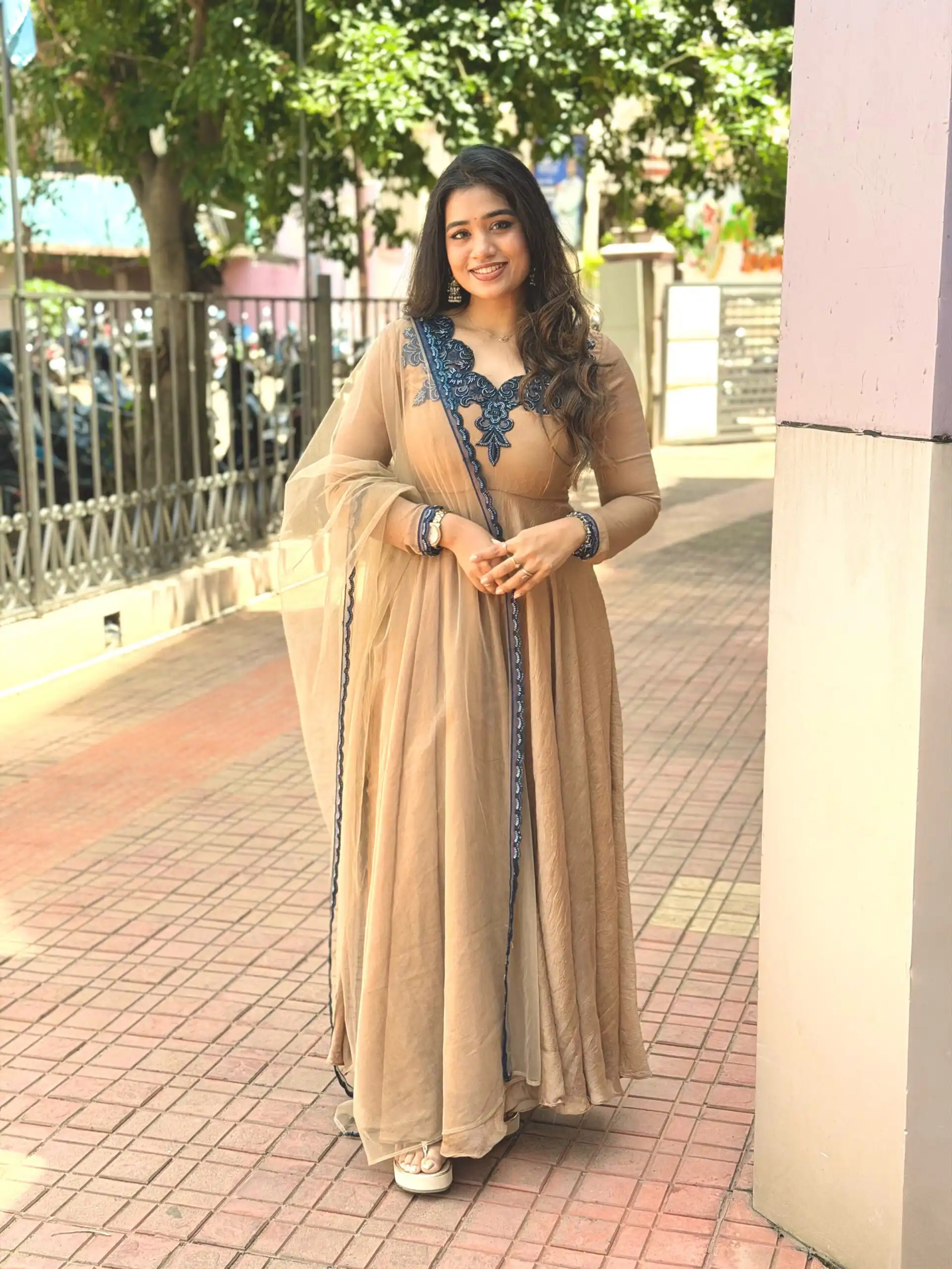 Glowing Chiku Doremon Crush Thread Work Gown - Image 2