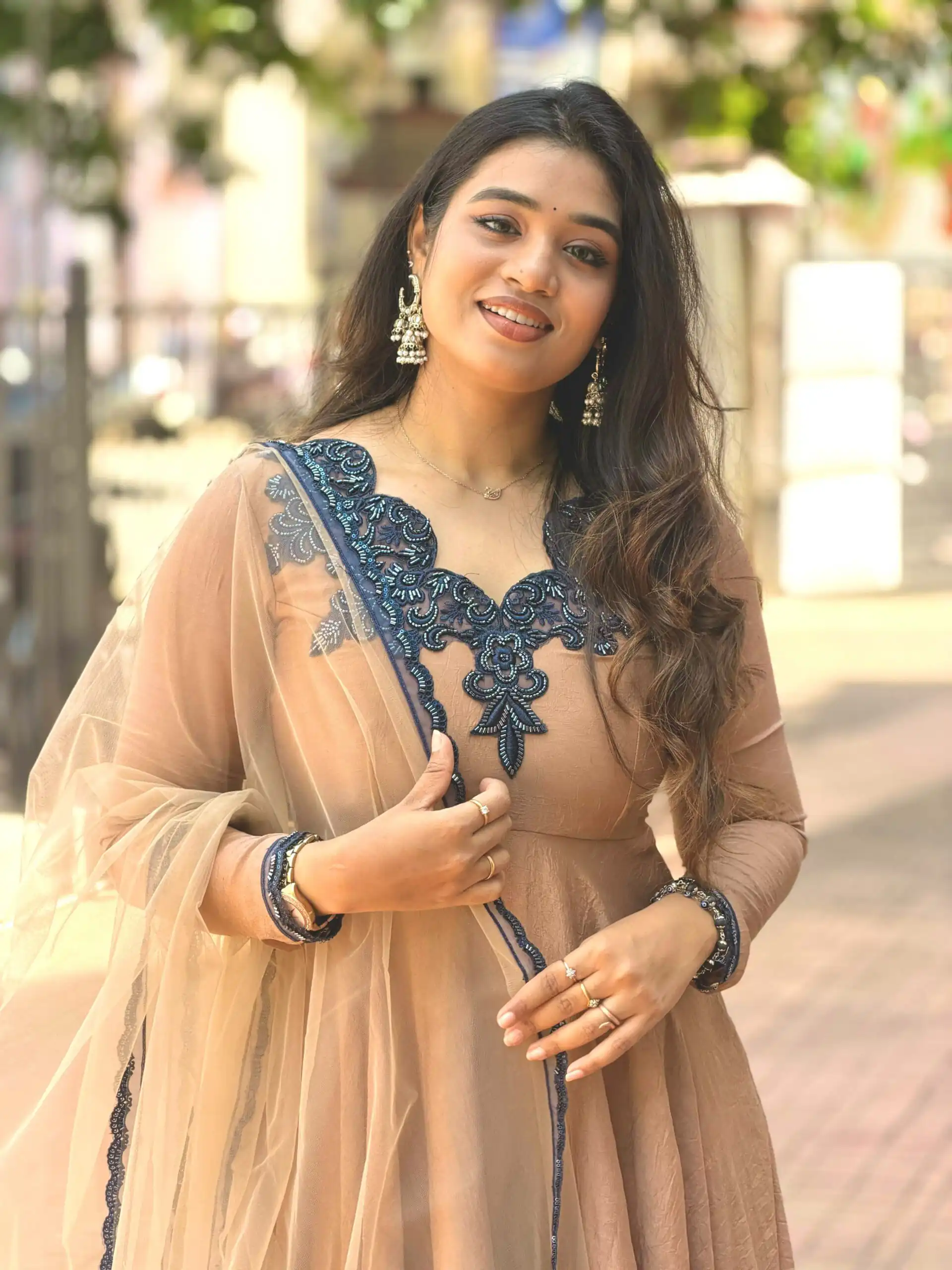 Glowing Chiku Doremon Crush Thread Work Gown - Image 5