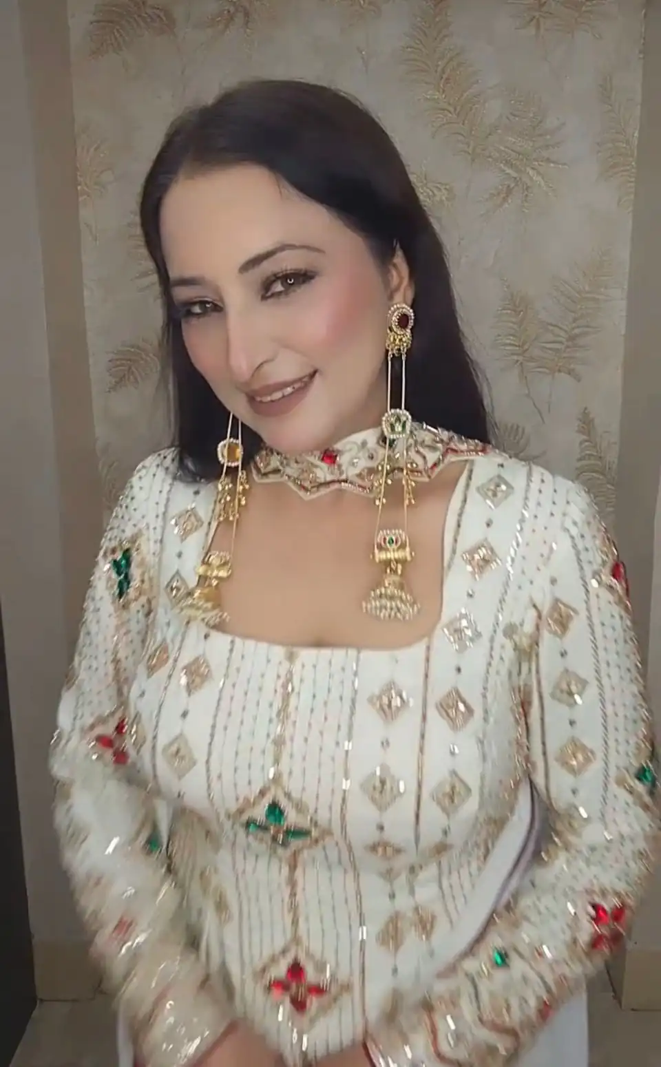 Magical White Chinon Silk Embroidery Work Salwar Suit - Image 3
