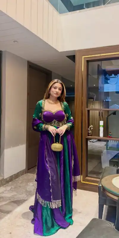 Pretty Purple Fendy Silk Embroider Work Gown