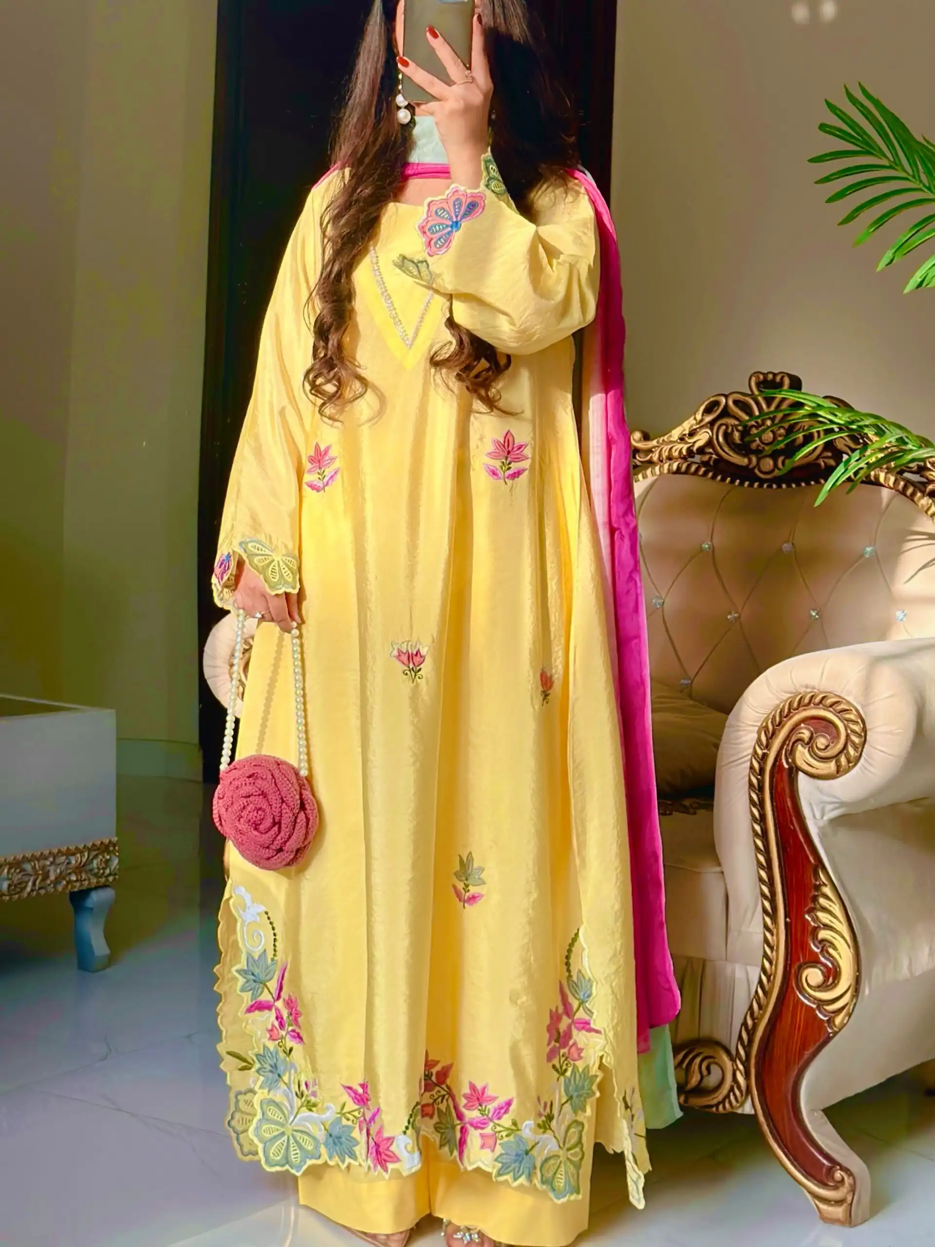 Pretty Yellow Ho Silk Sequins Work Salwar Suit - Image 7