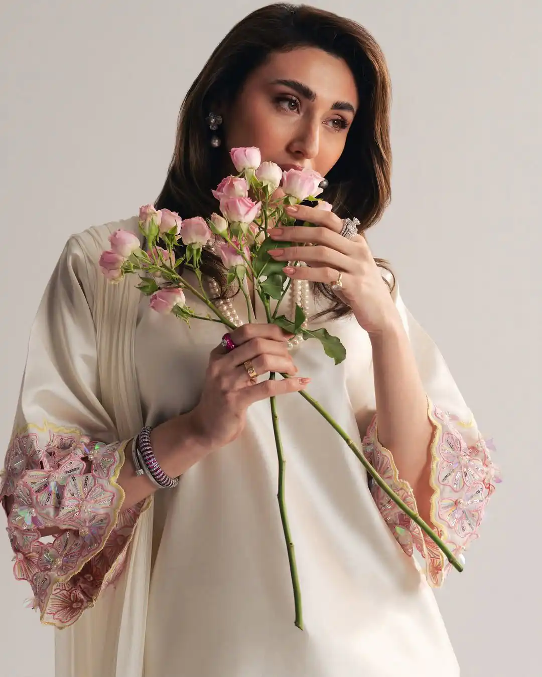 Shiny White Natural Crepe Sequence Work Salwar Suit - Image 6