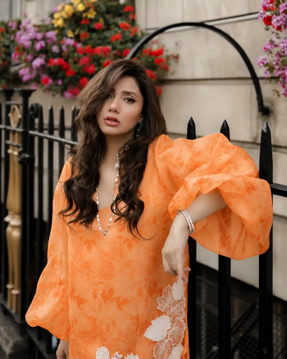 Special Orange Organza Silk Digital Print Work Salwar Suit - Image 4