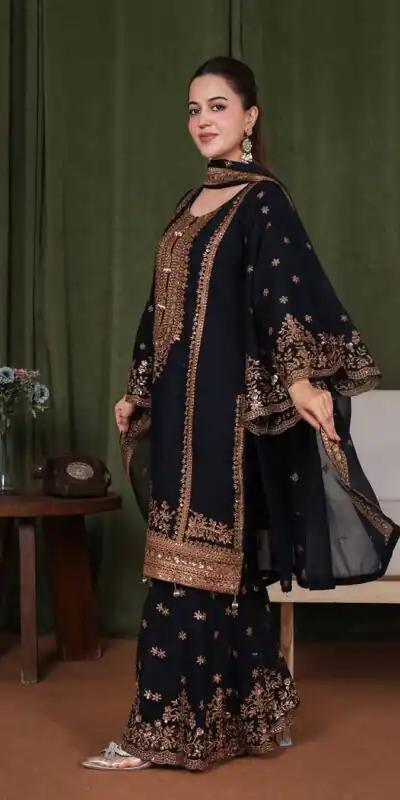 Alternative view of Super Black Fendy Silk Sequins Work Salwar Suit