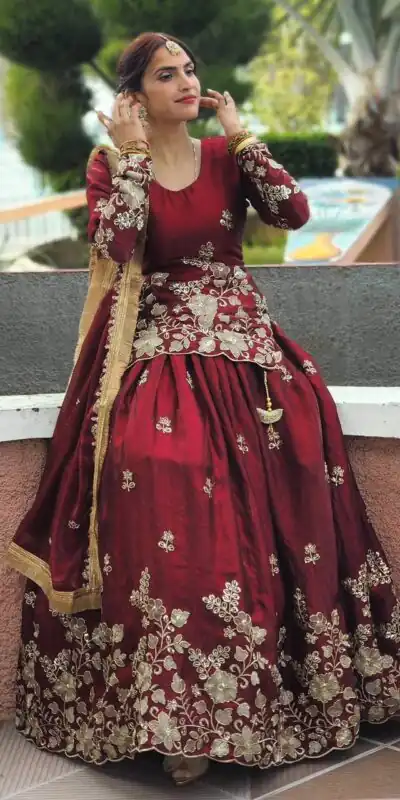 Alternative view of Super Maroon Fandy Silk Sequins Work Salwar Suit