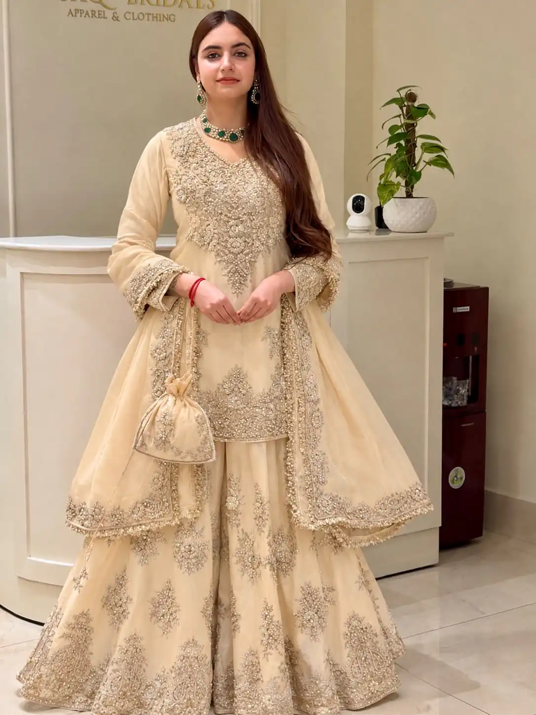 Super Off White Natural Silk Sequins Work Salwar Suit