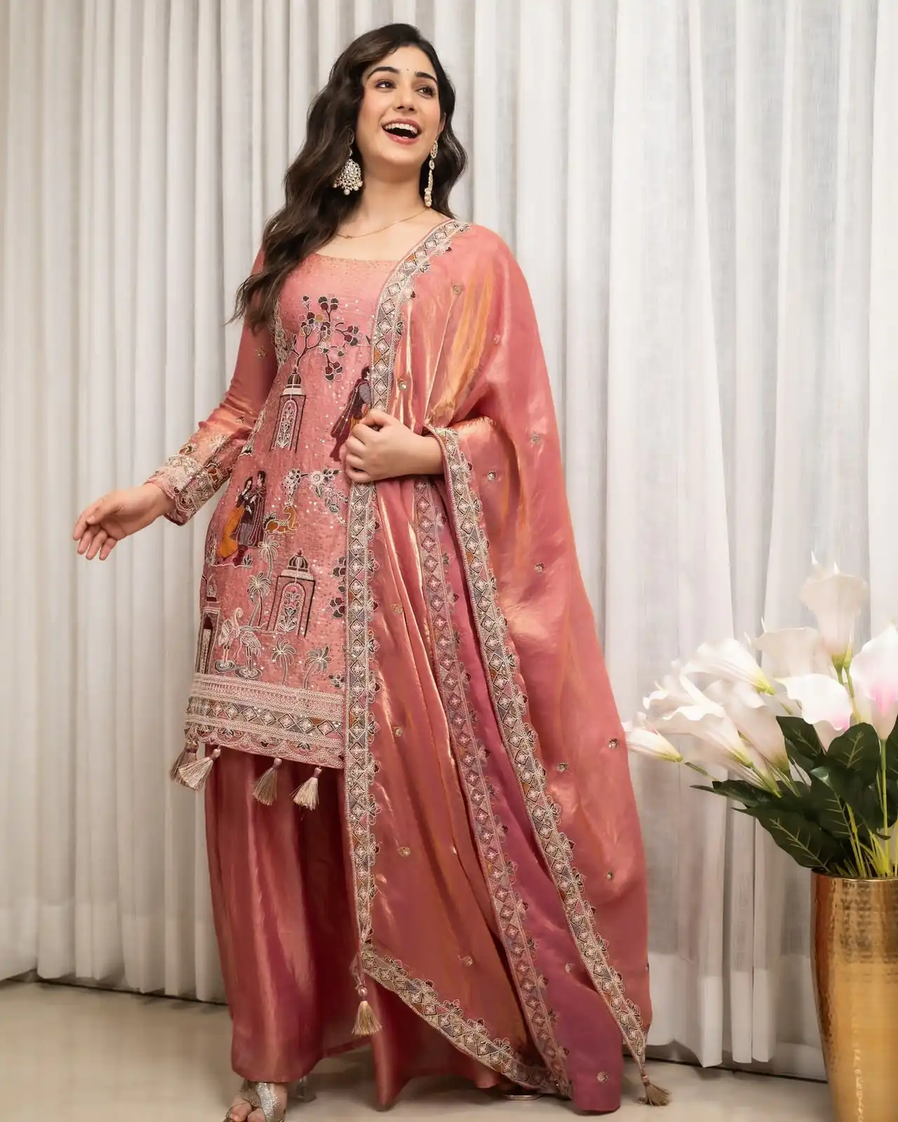 Super Pink Fendy Silk Sequence Work Salwar Suit - Image 2