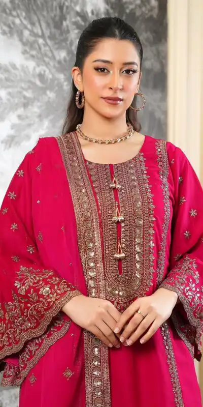 Alternative view of Super Red Fendy Silk Sequins Work Salwar Suit