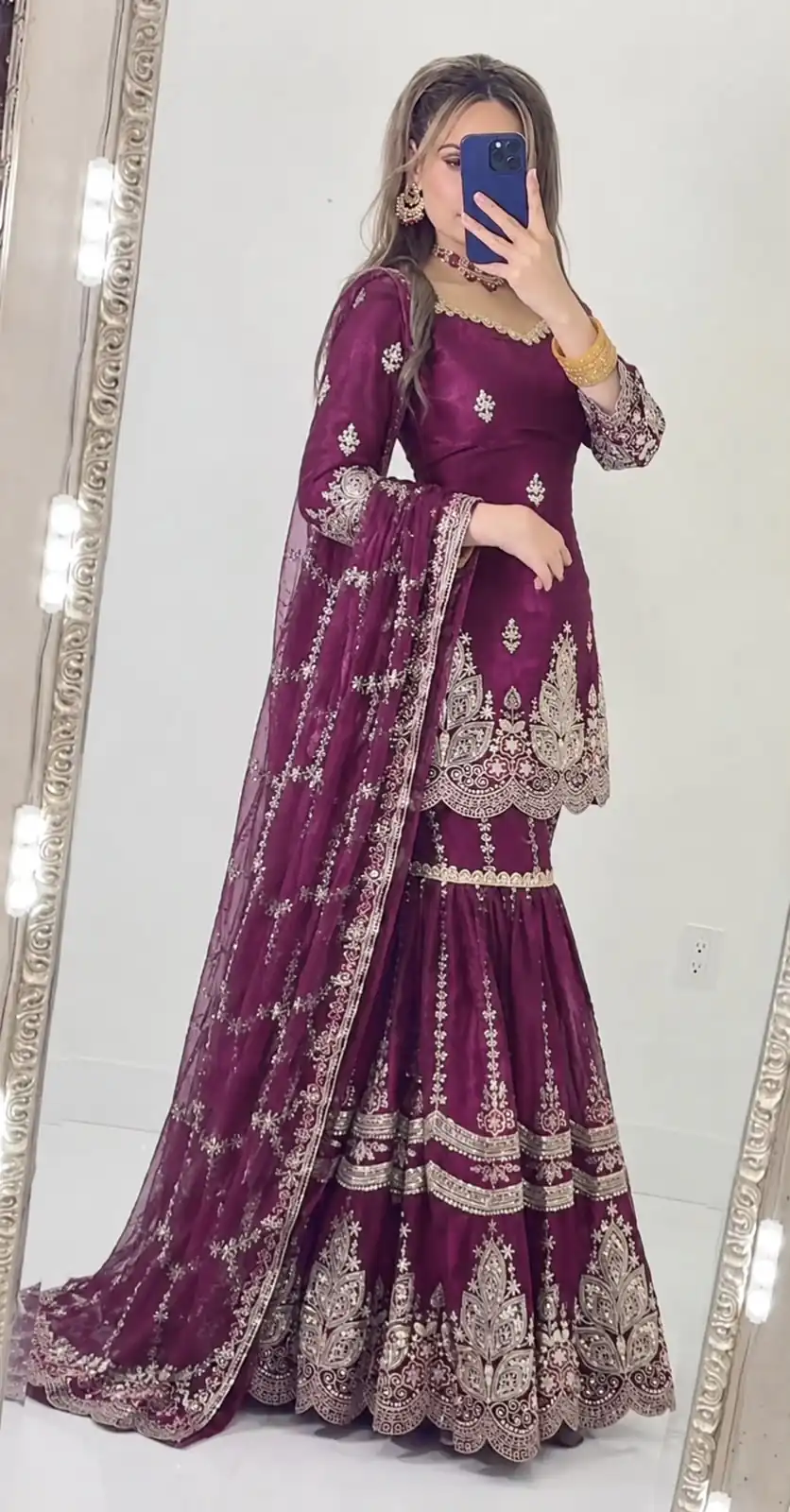Super Wine Fendy Crush Sequins Work Salwar Suit - Image 2