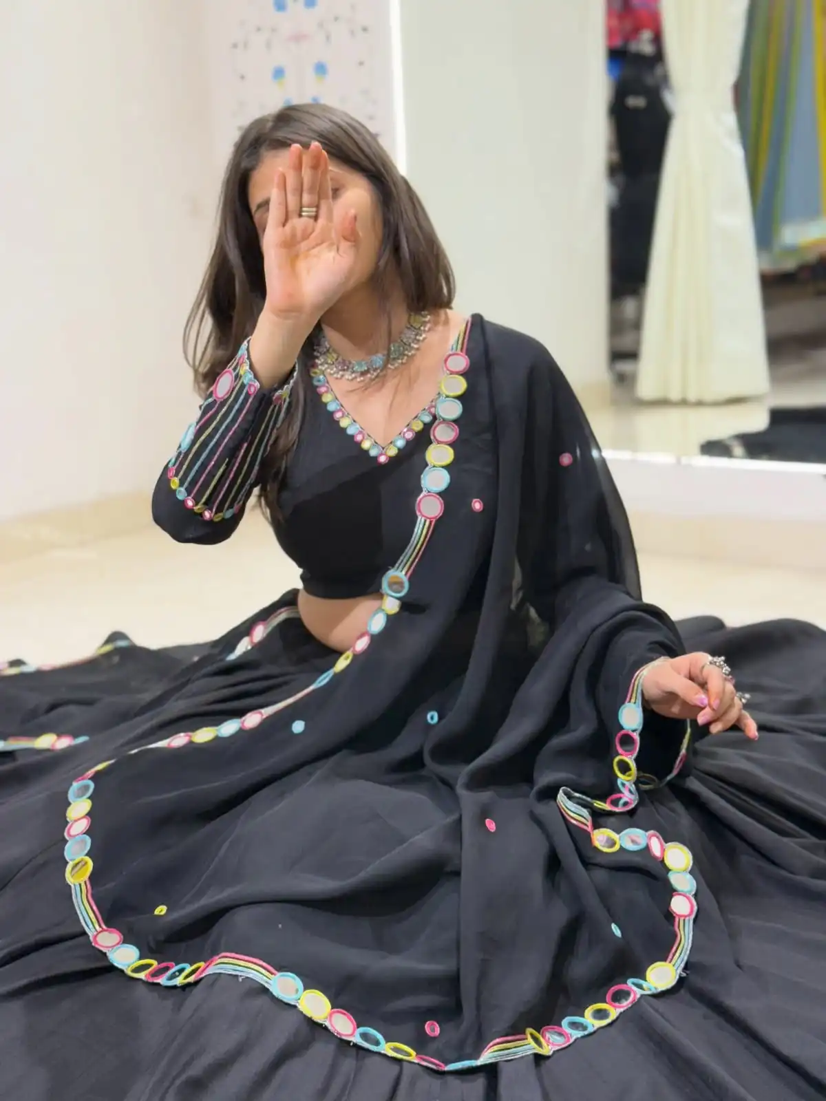 Trendy Black Rayon Embroidery Work Lehenga Choli - Image 3