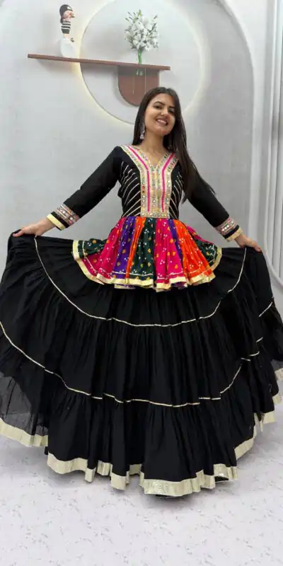 PC 600 Black in Pure Cotton Mirror Work & Gamthi Work Lehenga Choli . Exclusive Offer ₹3049. Delivery 4-6 Working Days. Shop now. | Bollywood Lehenga, Creative Lehenga, Designer Lehenga, Embroidered Lehenga, Lehenga, Party Wear Lehenga