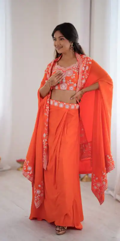 SP 73 Orange French Crep Silk Salwar Suit Perfect for Wedding, Party, Engagement, Baisakhi, Pongal – . Special Price ₹2149. Delivery 4-6 Working Days | Casual Suits, Jump Suits, Creative suits, Designer Suits, Palazzo Suits, Party Wear Suits, Patiala Suits, Salwar suit, Straight Suits