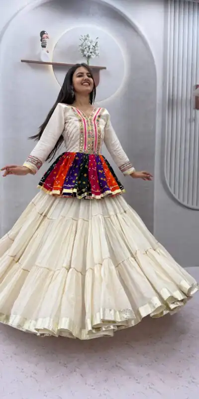 PC 600 White in Pure Cotton Mirror Work & Gamthi Work Lehenga Choli . Exclusive Offer ₹3049. Delivery 4-6 Working Days. Shop now. | Bollywood Lehenga, Creative Lehenga, Designer Lehenga, Embroidered Lehenga, Lehenga, Party Wear Lehenga
