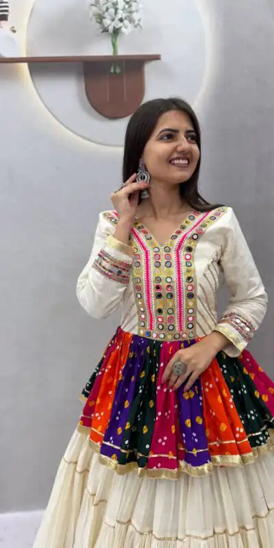 PC 600 White in Pure Cotton Mirror Work & Gamthi Work Lehenga Choli . Exclusive Offer ₹3049. Delivery 4-6 Working Days. Shop now. | Bollywood Lehenga, Creative Lehenga, Designer Lehenga, Embroidered Lehenga, Lehenga, Party Wear Lehenga