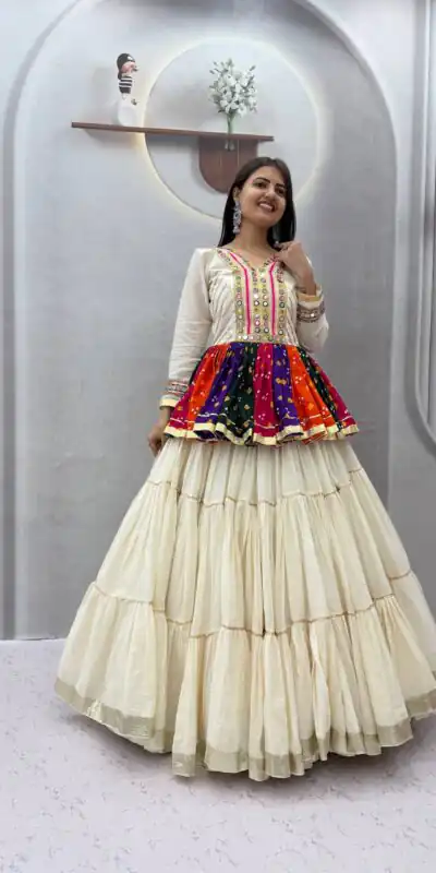 PC 600 White in Pure Cotton Mirror Work & Gamthi Work Lehenga Choli . Exclusive Offer ₹3049. Delivery 4-6 Working Days. Shop now. | Bollywood Lehenga, Creative Lehenga, Designer Lehenga, Embroidered Lehenga, Lehenga, Party Wear Lehenga