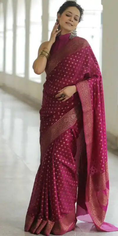 KPR 233 Dark Pink in Soft Lichi Silk Lace Border & Lace Work Saree . Available at ₹1549 only. Delivery 4-6 Working Days. Shop now. | Creative Sarees, Bollywood Sarees, Designer Sarees, Embroidered Sarees, Ethnic Saree, Modern Digital sarees, Party Wear Sarees, Sarees