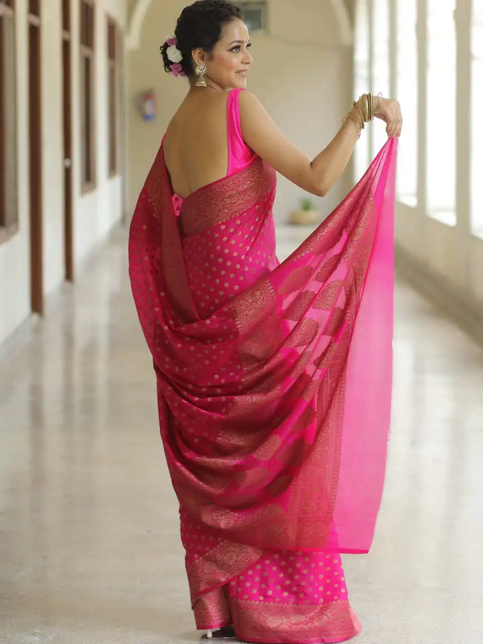KPR 233 Pink in Soft Lichi Silk Lace Border & Lace Work Saree . Available at ₹1549 only. Delivery 4-6 Working Days. Shop now. | Creative Sarees, Bollywood Sarees, Designer Sarees, Embroidered Sarees, Ethnic Saree, Modern Digital sarees, Party Wear Sarees, Sarees