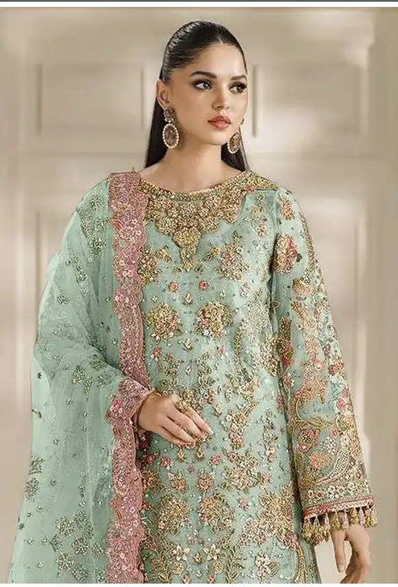 FC 1231 Sea Green Chiffon Salwar Suit with Embroidery Work & Sequins Work. Introductory Price ₹2949. Delivery 4-6 Working Days. Shop now. | Casual Suits, Jump Suits, Creative suits, Designer Suits, Palazzo Suits, Party Wear Suits, Patiala Suits, Salwar suit, Straight Suits