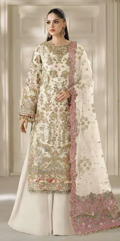 FC 1231 White Chiffon Salwar Suit with Embroidery Work & Sequins Work. Introductory Price ₹2949. Delivery 4-6 Working Days. Shop now. | Casual Suits, Jump Suits, Creative suits, Designer Suits, Palazzo Suits, Party Wear Suits, Patiala Suits, Salwar suit, Straight Suits