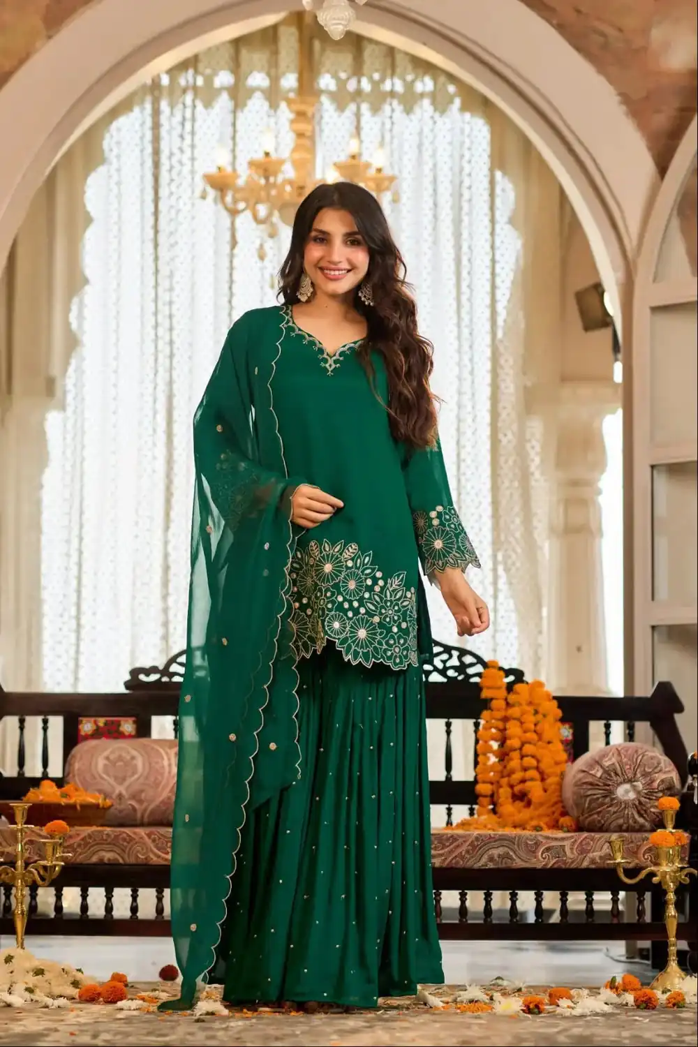 ZB 5079 Green Chinon Silk Salwar Suit with Embroidery Work & Sequins Work. Get it for ₹2199. Delivery 4-6 Working Days. Shop now. | Casual Suits, Jump Suits, Creative suits, Designer Suits, Palazzo Suits, Party Wear Suits, Patiala Suits, Salwar suit, Straight Suits