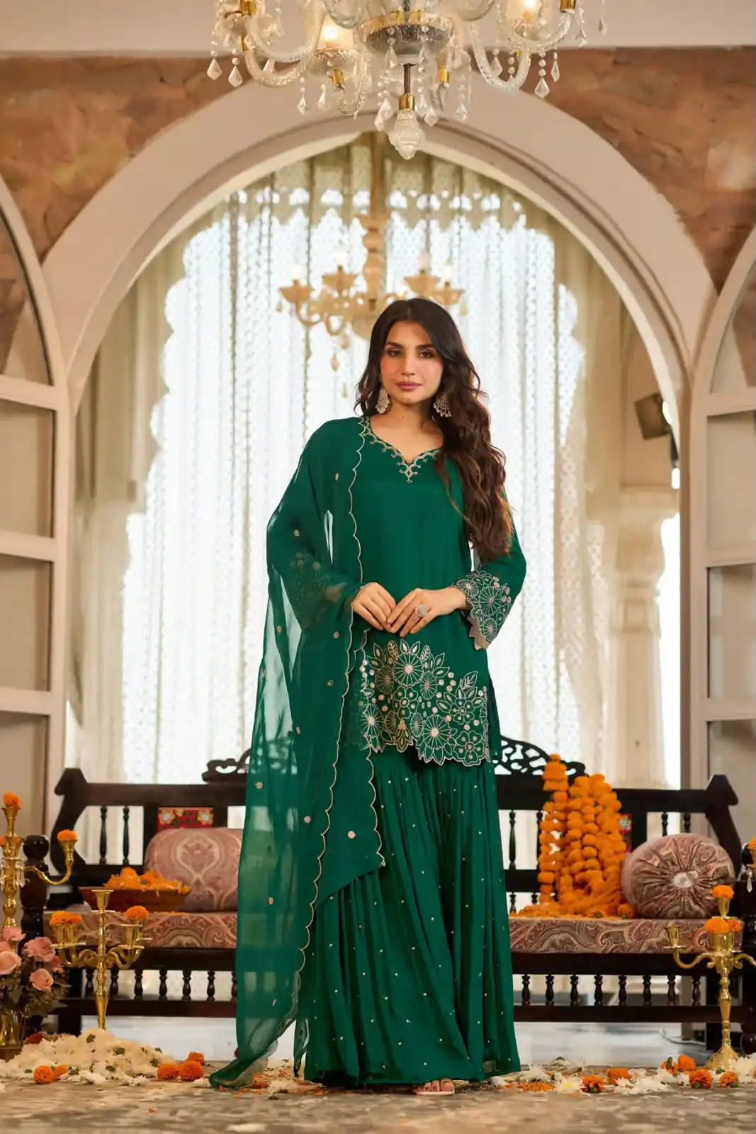 ZB 5079 Green Chinon Silk Salwar Suit with Embroidery Work & Sequins Work. Get it for ₹2199. Delivery 4-6 Working Days. Shop now. | Casual Suits, Jump Suits, Creative suits, Designer Suits, Palazzo Suits, Party Wear Suits, Patiala Suits, Salwar suit, Straight Suits