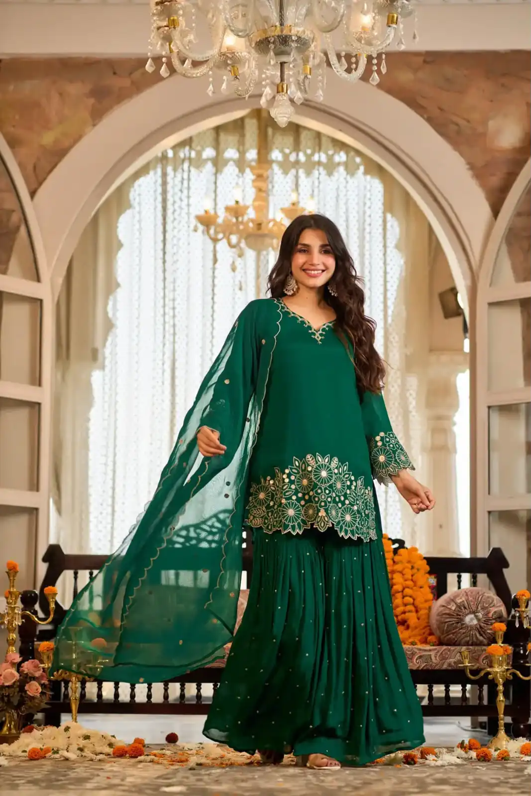ZB 5079 Green Chinon Silk Salwar Suit with Embroidery Work & Sequins Work. Get it for ₹2199. Delivery 4-6 Working Days. Shop now. | Casual Suits, Jump Suits, Creative suits, Designer Suits, Palazzo Suits, Party Wear Suits, Patiala Suits, Salwar suit, Straight Suits