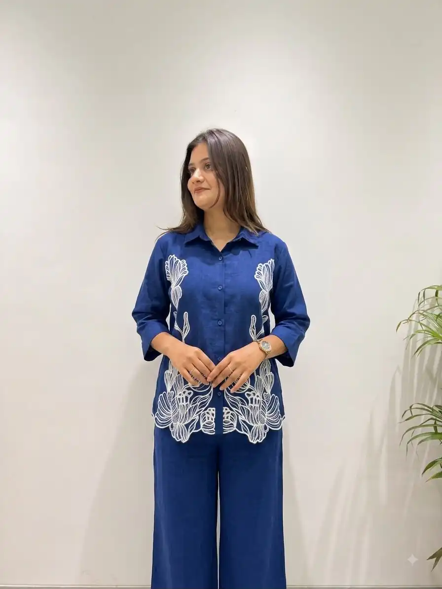 BE 496 Navy Blue in Cotton Denim Embroidery Work & Sequins Work Kurti . Grab it for ₹1949. Delivery 4-6 Working Days. Shop now. | Bollywood Kurti, Creative Kurtis, Designer Kurti, Kurti, Party Wear Kurti, Selfie Kurti