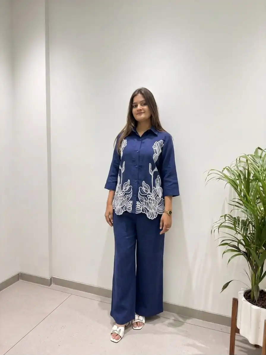 BE 496 Navy Blue in Cotton Denim Embroidery Work & Sequins Work Kurti . Grab it for ₹1949. Delivery 4-6 Working Days. Shop now. | Bollywood Kurti, Creative Kurtis, Designer Kurti, Kurti, Party Wear Kurti, Selfie Kurti