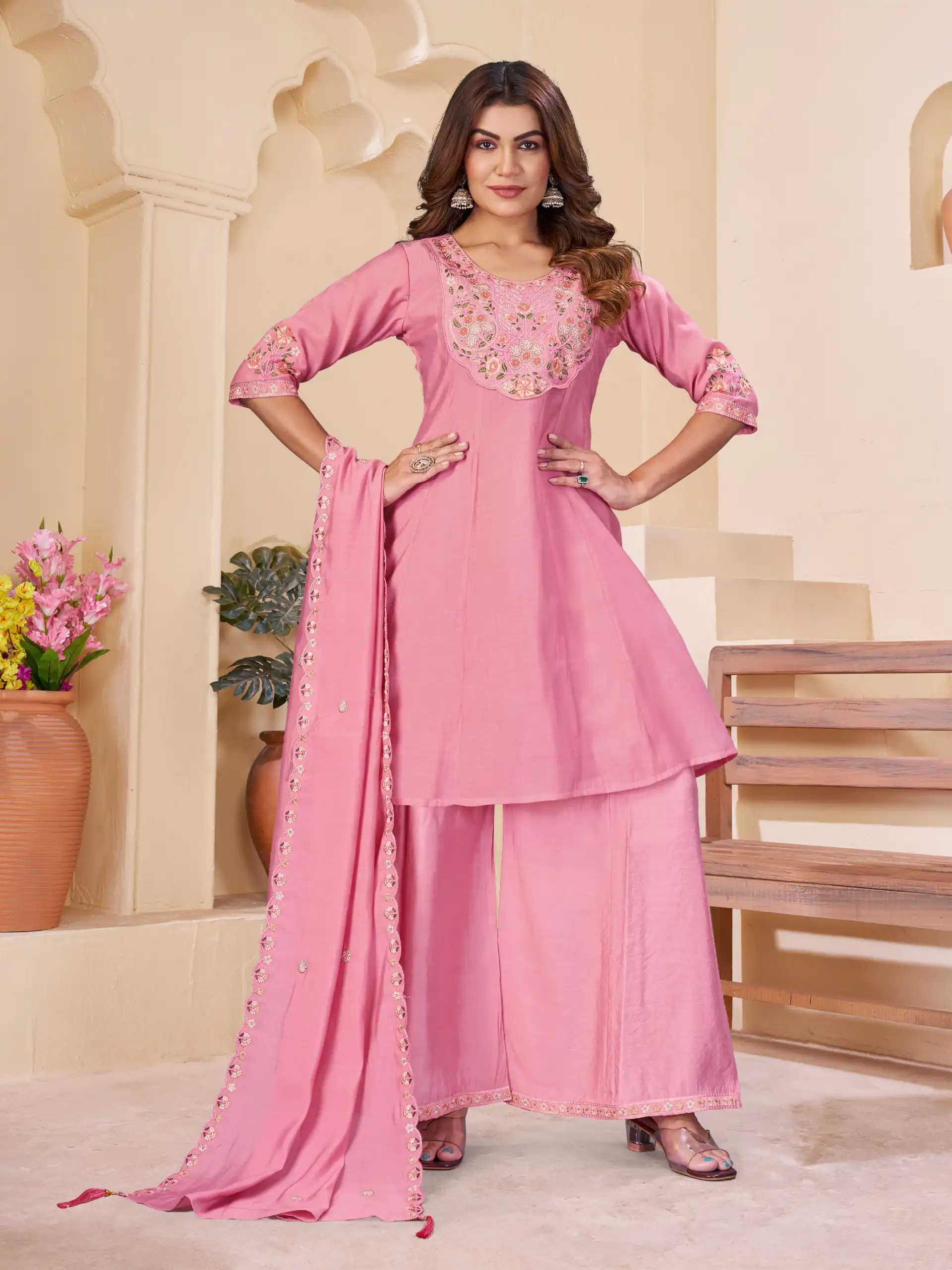 DIVA 172 Pink Mal Chanderi Salwar Suit Perfect for Wedding, Party, Baisakhi, Housewarming, Sangeet – Introductory Price ₹2799. Delivery 4-6 Working D | Casual Suits, Jump Suits, Creative suits, Designer Suits, Palazzo Suits, Party Wear Suits, Patiala Suits, Salwar suit, Straight Suits