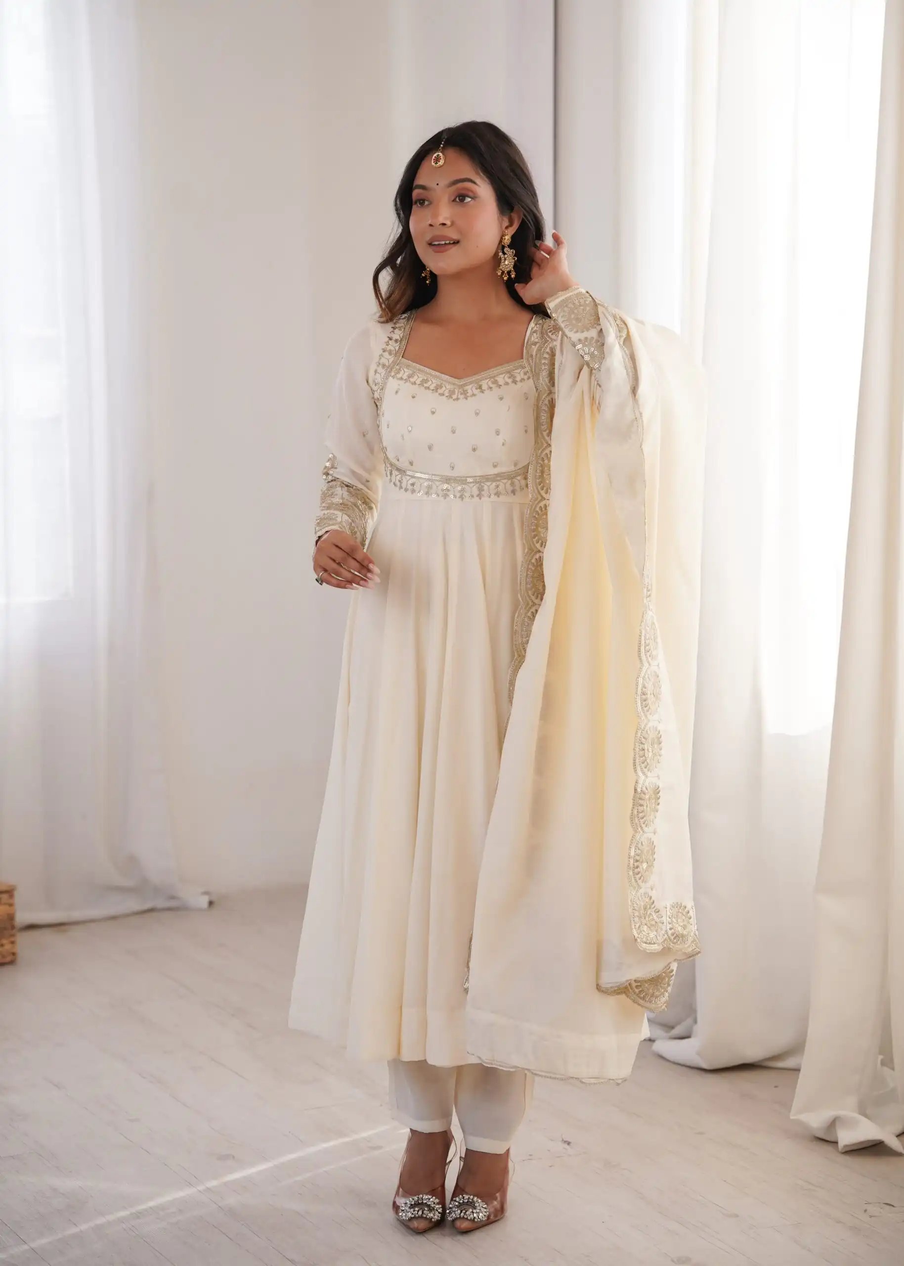 ZF 5026  White Colour Roman Silk Salwar Suit with Embroidery Work. Best Price ₹2399. Delivery 4-6 Working Days. Online Shop now. | Anarkali Suits, Bollywood Anarkali, Creative-Anarkali, Designer Anarkali, Embroidered Anarkali, Party Wear Anarkali