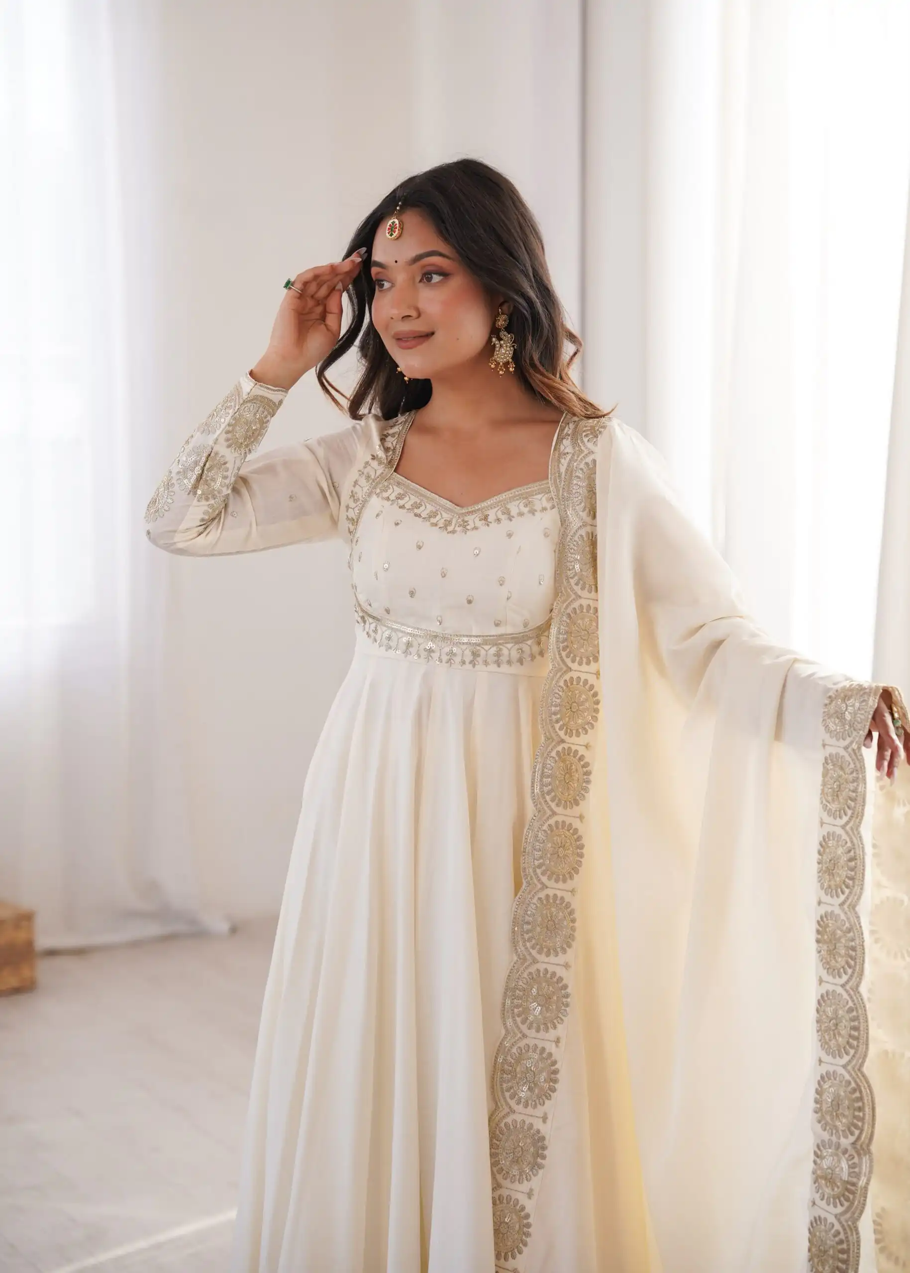 ZF 5026  White Colour Roman Silk Salwar Suit with Embroidery Work. Best Price ₹2399. Delivery 4-6 Working Days. Online Shop now. | Anarkali Suits, Bollywood Anarkali, Creative-Anarkali, Designer Anarkali, Embroidered Anarkali, Party Wear Anarkali