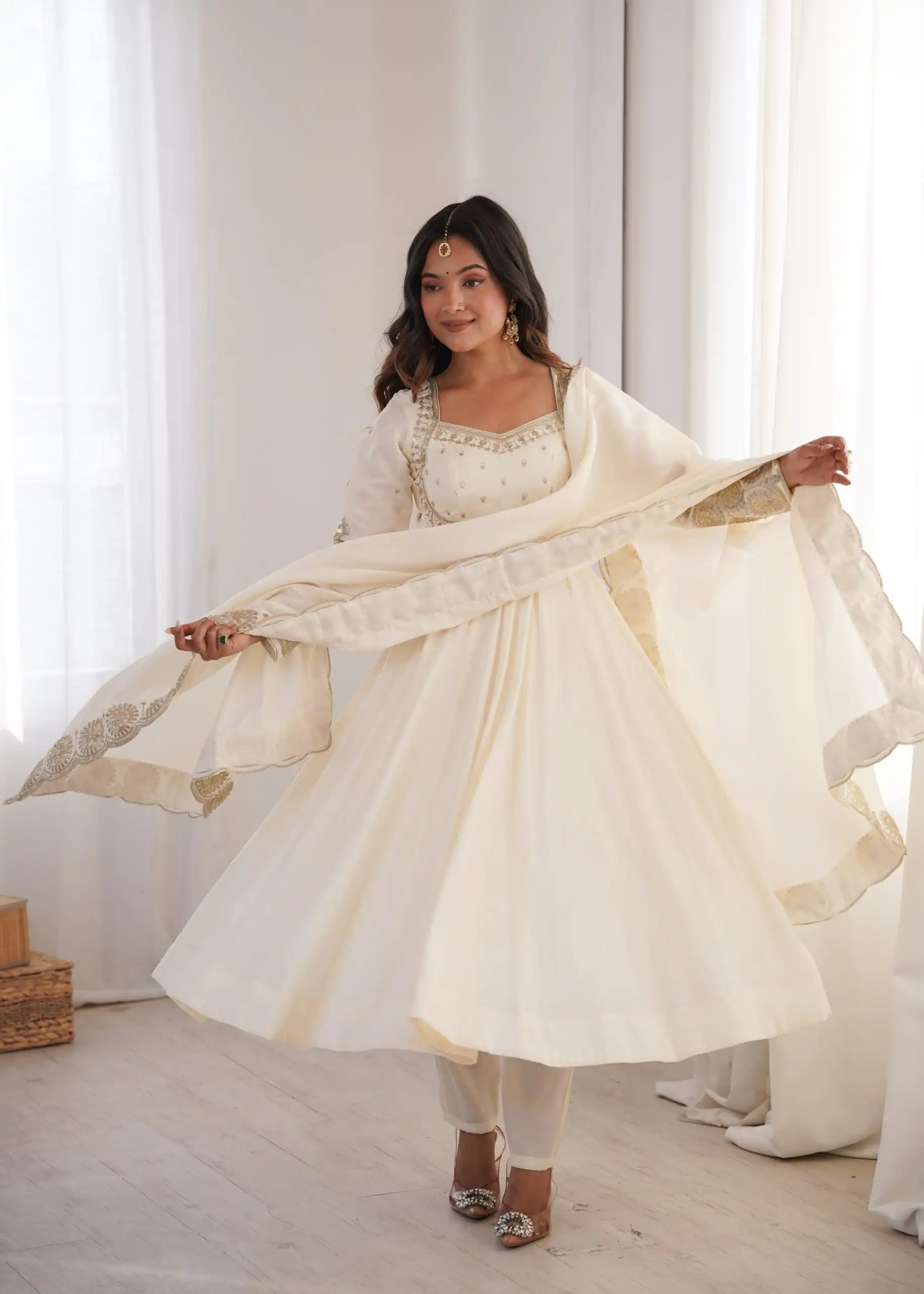 ZF 5026  White Colour Roman Silk Salwar Suit with Embroidery Work. Best Price ₹2399. Delivery 4-6 Working Days. Online Shop now. | Anarkali Suits, Bollywood Anarkali, Creative-Anarkali, Designer Anarkali, Embroidered Anarkali, Party Wear Anarkali