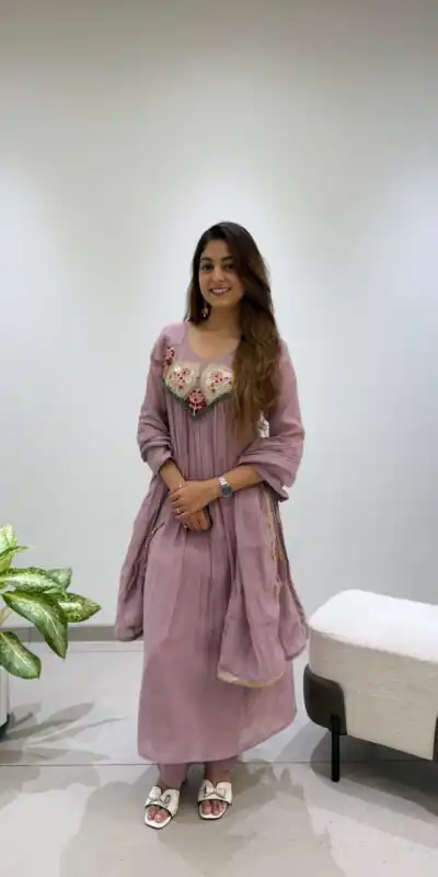 LG 2145 Lavender Mul Chanderi Salwar Suit with Embroidery Work & Sequins Work. Festive Deal ₹2799. Delivery 4-6 Working Days. Shop nowp | Casual Suits, Jump Suits, Creative suits, Designer Suits, Palazzo Suits, Party Wear Suits, Patiala Suits, Salwar suit, Straight Suits