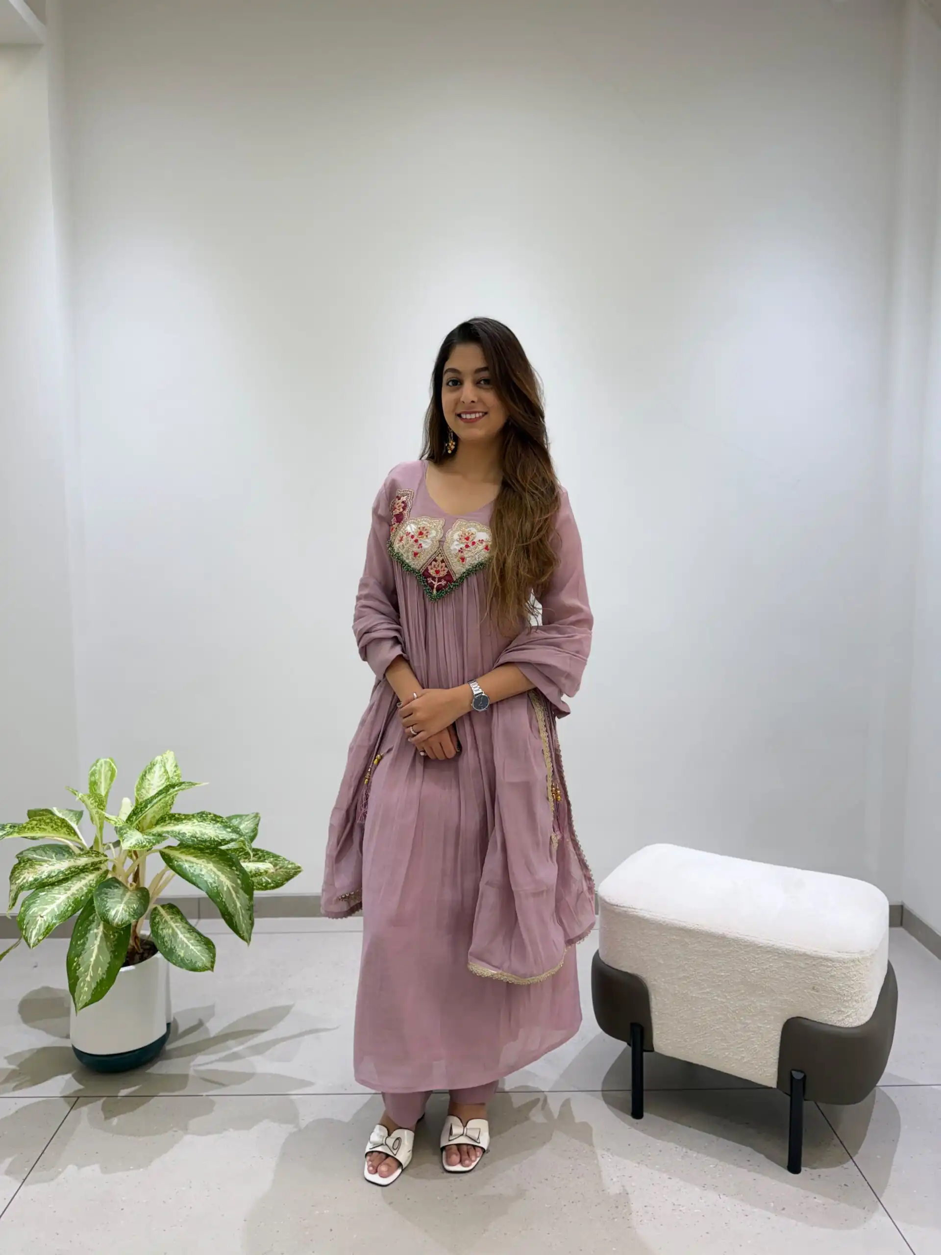 LG 2145 Lavender Mul Chanderi Salwar Suit with Embroidery Work & Sequins Work. Festive Deal ₹2799. Delivery 4-6 Working Days. Shop nowp | Casual Suits, Jump Suits, Creative suits, Designer Suits, Palazzo Suits, Party Wear Suits, Patiala Suits, Salwar suit, Straight Suits