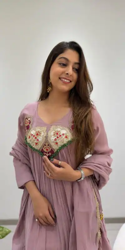 LG 2145 Lavender Mul Chanderi Salwar Suit with Embroidery Work & Sequins Work. Festive Deal ₹2799. Delivery 4-6 Working Days. Shop nowp | Casual Suits, Jump Suits, Creative suits, Designer Suits, Palazzo Suits, Party Wear Suits, Patiala Suits, Salwar suit, Straight Suits