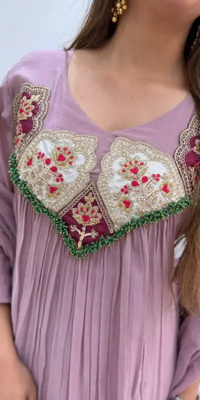 LG 2145 Lavender Mul Chanderi Salwar Suit with Embroidery Work & Sequins Work. Festive Deal ₹2799. Delivery 4-6 Working Days. Shop nowp | Casual Suits, Jump Suits, Creative suits, Designer Suits, Palazzo Suits, Party Wear Suits, Patiala Suits, Salwar suit, Straight Suits
