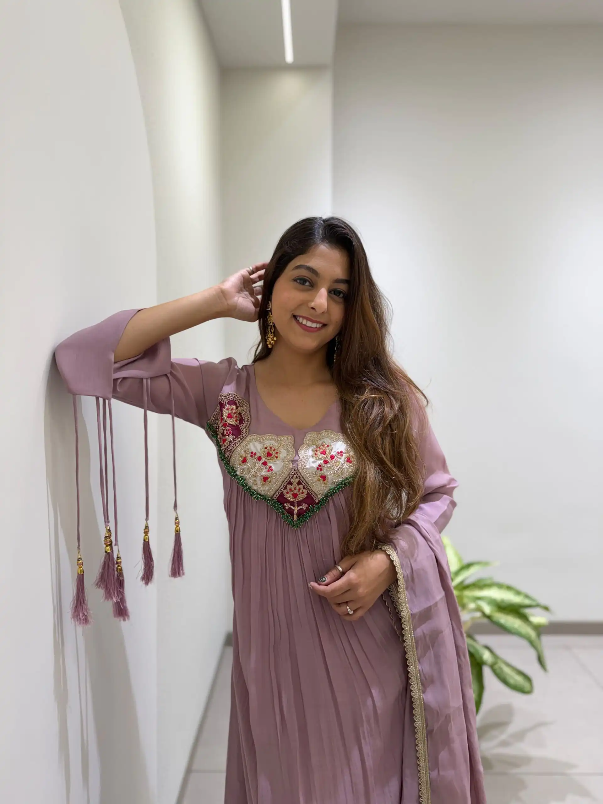 LG 2145 Lavender Mul Chanderi Salwar Suit with Embroidery Work & Sequins Work. Festive Deal ₹2799. Delivery 4-6 Working Days. Shop nowp | Casual Suits, Jump Suits, Creative suits, Designer Suits, Palazzo Suits, Party Wear Suits, Patiala Suits, Salwar suit, Straight Suits