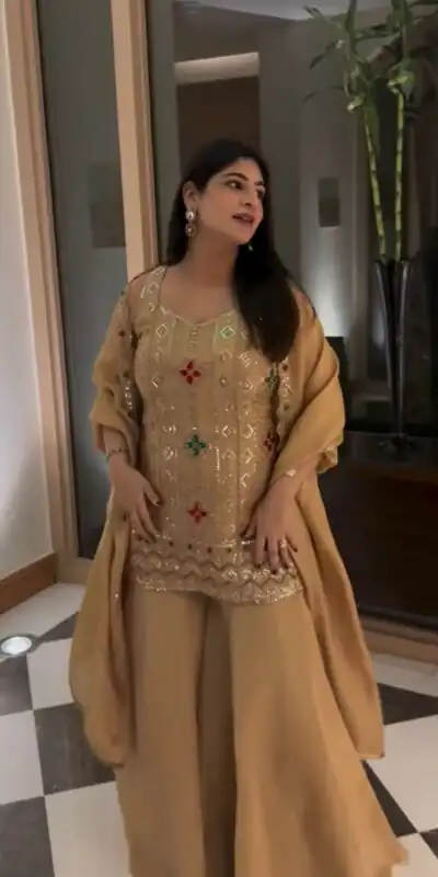 VLM 352 Chiku Color Chinon Silk Embroidery Work Salwar Suit . Get it for ₹2399. Delivery 4-6 Working Days. Online Shop now. | Casual Suits, Jump Suits, Creative suits, Designer Suits, Palazzo Suits, Party Wear Suits, Patiala Suits, Salwar suit, Straight Suits