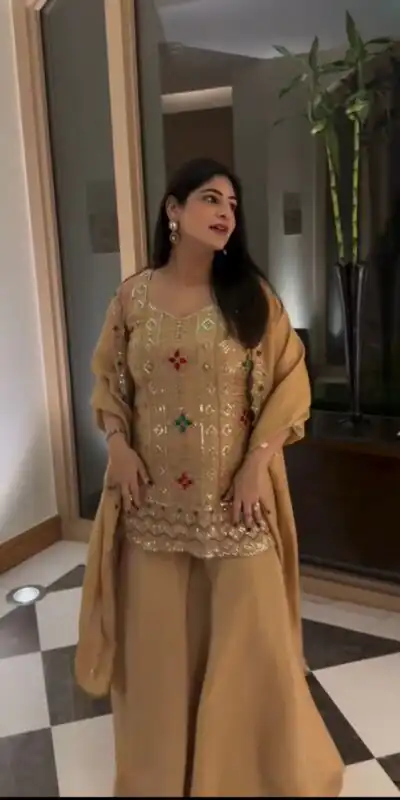 VLM 352 Chiku Color Chinon Silk Embroidery Work Salwar Suit . Get it for ₹2399. Delivery 4-6 Working Days. Online Shop now. | Casual Suits, Jump Suits, Creative suits, Designer Suits, Palazzo Suits, Party Wear Suits, Patiala Suits, Salwar suit, Straight Suits