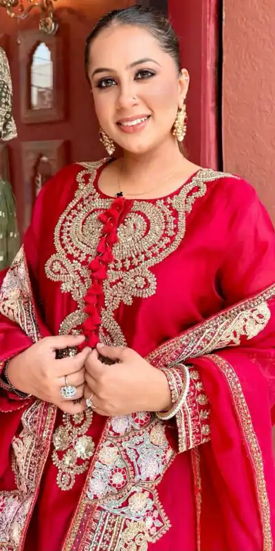 BE 500 Red Roman Silk Salwar Suit with Sequins Work & Embroidery Work. Available at ₹2449 only. Delivery 4-6 Working Days. Shop now. | Casual Suits, Jump Suits, Creative suits, Designer Suits, Palazzo Suits, Party Wear Suits, Patiala Suits, Salwar suit, Straight Suits