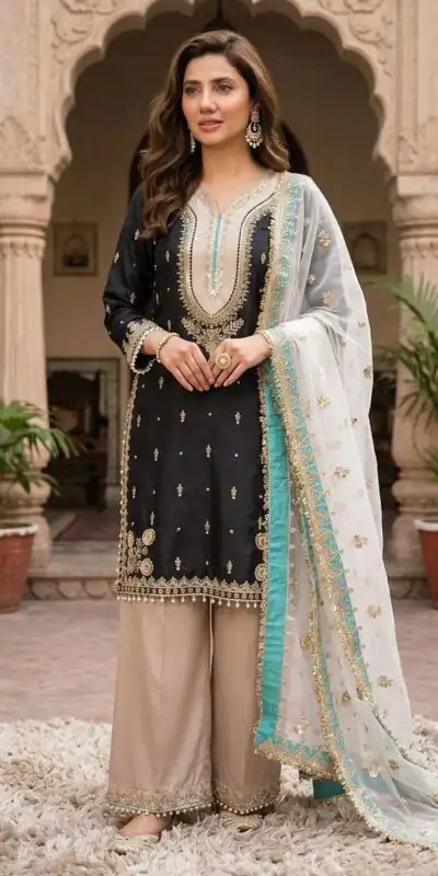 LG 2068 Black Crape Silk Salwar Suit Perfect for Wedding, Party, Onam, Reception, Housewarming – . Grab it for ₹1999. Delivery 4-6 Working Day | Casual Suits, Jump Suits, Creative suits, Designer Suits, Palazzo Suits, Party Wear Suits, Patiala Suits, Salwar suit, Straight Suits