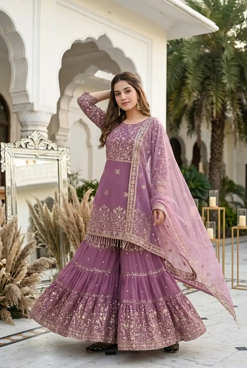 KF 1735 Onion Faux Georgette Salwar Suit with Mirror Work & Embroidery Work. Get it for ₹2949. Delivery 4-6 Working Days. Shop now. | Casual Suits, Jump Suits, Creative suits, Designer Suits, Palazzo Suits, Party Wear Suits, Patiala Suits, Salwar suit, Straight Suits