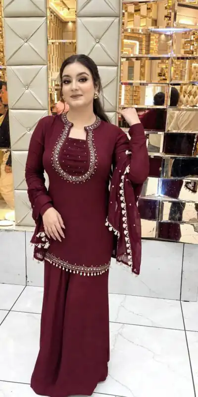 KD 1646 Maroon Georgette Salwar Suit with Mirror Work & Embroidery Work. Get it for ₹2149. Delivery 4-6 Working Days. Shop now. | Casual Suits, Jump Suits, Creative suits, Designer Suits, Palazzo Suits, Party Wear Suits, Patiala Suits, Salwar suit, Straight Suits