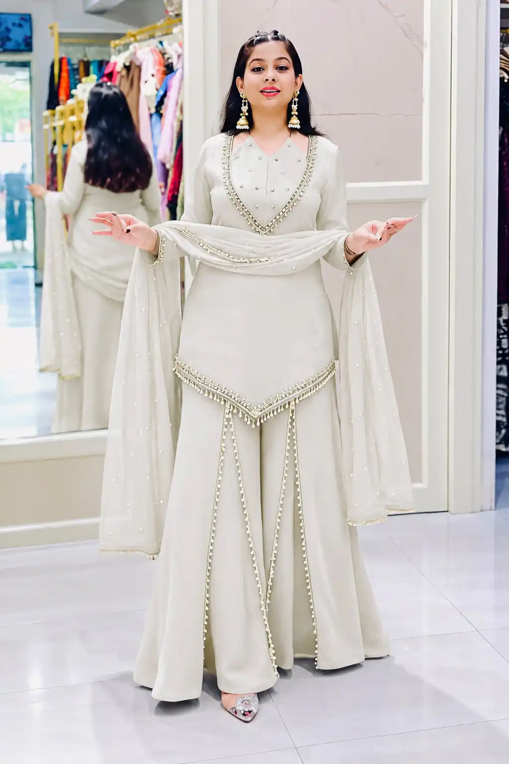 JF 054 White Color Roman Silk Salwar Suit with Embroidery Work. Available at ₹2399 only. Delivery 4-6 Working Days. Shop now. | Casual Suits, Jump Suits, Creative suits, Designer Suits, Palazzo Suits, Party Wear Suits, Patiala Suits, Salwar suit, Straight Suits